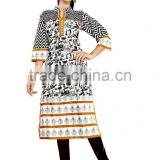 Pure Cotton Printed Styles Long Kurtis/fancy Kurti thumbnail-4