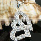 White Gold Plating Jewelry Double Heart Pendant thumbnail-1