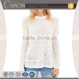 Cheap Drop Shoulder Sleeve Crew Neck Slub Stylish Long Sleeve Sweaters With Hem Split thumbnail-1