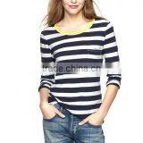 100 % COTTON WOMEN STRIPED LONG SLEEVE T SHIRT