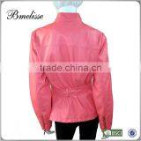 2014-2015 Wholesale Fashion Women pu Leather Jacket Pink Stylish Women's Black Leather Jacket thumbnail-3