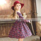 S60718B Floral Print Cotton Dress 0-neck Short Sleeve Child Girls Dresses thumbnail-1