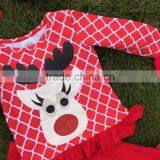 Baby Clothes Winter/fall Boutique Red Grid Ruffle Outfits Girls Reindeer Sets Christmas Outftis With Necklace and Headband thumbnail-3