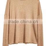 Green Ribbed Crew Neck Relax Fitted Wool Sweater Design for Girl With Dropped Sleeves thumbnail-6