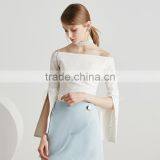 Trumpet Sleeve Round Neck Casual Fashion Lady Blouse for Wholesale thumbnail-1