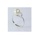 Fashion 925 pure silver white pearl ring