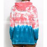 2017 Latest Fashion Cusom 100% Cotton Tie Dye Light Red&Blue Pull Over Hoodie For Men thumbnail-2