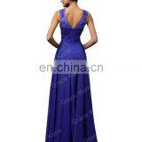 Grace Karin Sleeveless V-Back Beaded Blue Chiffon Prom Dress Long CL007555-6 thumbnail-3