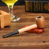 140mm Length Wooden Resin Short Tobacco Pipe With Popeye Solid Wood Head for Smoking thumbnail-2