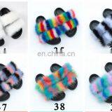 New Women's Fur Slippers Ladies Home Fake Fox Fur Flip Flops Slides Sandals Female Cute Fluffy thumbnail-7