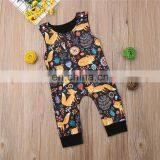 Kids Fox Print Zoo Bodysuits With Pocket Striped Full Print Girls Rompers Long Sleeved Kids Jumpsuits 0-2years Free Shipping thumbnail-6