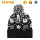 Custom Jacquard Logo Beanie Hats With Top Ball thumbnail-2