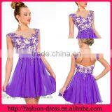New Beautiful Lavender Open Back Lace Chiffon Homecoming Dresses thumbnail-1