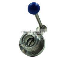 Dn50 Sanitary ss Stainless Steel 304 316 Manual Thread Butterfly Valve With Pull Handle thumbnail-2