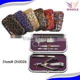 7pcs Bling Manicure Set Leopard Design Pouch Good Quality Manicure Sets