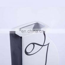 Modern Abstract Nordic Luxury Face Ceramic Flower Vase for Home Decor Accessories thumbnail-4