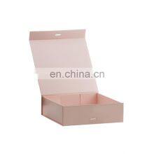 Low MOQ Medium Pink Folding Magnetic Snap Shut Lid Gift Box With Ribbon Tie thumbnail-2