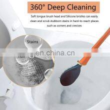 Silicone Toilet Brushes With Holder Set Wall-Mounted Long Handled Toilet Cleaning Brush Modern Hygienic Bathroom Accessories thumbnail-3