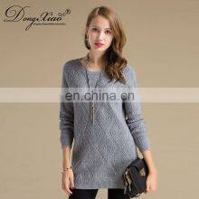 Pure Cashmere Women's Round Neck Sweater With Thick Diamond Pattern Women's Clothing thumbnail-5