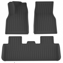 TPE Vacuum-Formed Floor Mats for 2025 Tesla Model Y Juniper - DZ25000700, Vertical Stripe & Perforated Design (3-Piece Set)