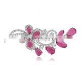 Platinum Plated Designer Flower Wedding Brooch With AAA+ Cubic Zircon Micro Pave Setting for Women and Men thumbnail-1