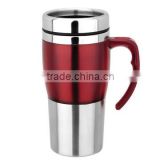 double wall coffee stainless steel travel mug with handle