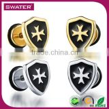 Alibaba Express Jewelry Cool Shield Cross Earring For The Boy