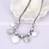 Elegant Real White Gold Plated Semiround Simulated Pearl and Opal Real Snake Chain Necklace & Pendant for Women Girls Jewelry thumbnail-3