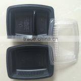 2 COMPARTMENT PP Food Container Black Bottom Clear Lid 1000ML thumbnail-2