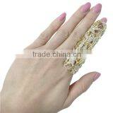 2016 Fashion Ladies Finger Double Ring With Rhinestone Punk Crystal Ring Chain Finger Ring thumbnail-6