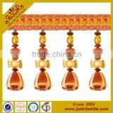 Fringes Wholesalers 100% Rayon Material Acrylic Bead Curtain Tassel Fringe Beaded Fringe With Suede Fabric thumbnail-1