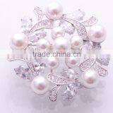 >>> Import Women European Mother's Day Jewelry Zircon Gold&Silver Plated With Hot Sale Pearl Scarf Lapel Pin Brooch/ thumbnail-4