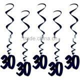 Dark Blue Shimmer Birthday Age 30th Hanging Swirl Decorations thumbnail-1