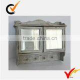 Vintage French Style Wooden Wall Shelf Mirror