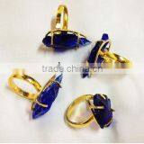 Blue Color Glass Electroplated Arrowhead Finger Rings | Indian Jewellery for Sale thumbnail-1