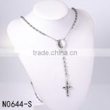 Most popular new fashion Jesu cross silver beads chain necklace for christmas gift