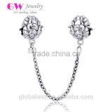 Factory Direct Supply Silver Charm S925 Pinenut Silver Bead Safety Chain Fit for All Brand European Bracelet A017 thumbnail-1