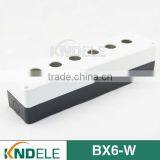 Six Hole White and Black Push Button Plastic Station Electrical Control Box BX6-W