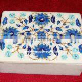 Lapiz Lazuli Marble Inlay Box, Marble Inlay Jewelry Box, Marble Jewelry Boxes, Gemstone Inlay Marble Box, Jewellery Box thumbnail-1