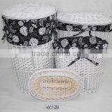 White Cheap Wholesale Wicker Willow Rattan Basket With Lid thumbnail-1