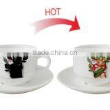 Custom Printed Color Changing Ceramic Tea Cup Saucer