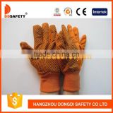 DDSAFETY 2017 Orange Canvas Work Gloves With Dots