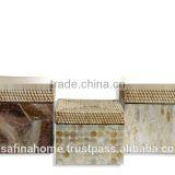 Square Mother of Pearl Box With Rattan Lid thumbnail-1