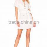 Waist Bow Tie Shirt Dress Hot Sale Woman Elegant Holiday Dress thumbnail-1