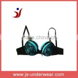 js-144 Hot Sells lady sexy beautiful lace black bra with brass buckle (Accept OEM)