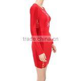 Red Lace Long Sleeve Sexy HL Rayon Bodycon Bandage Dress Sexy Fashion Girl Evening Party Dress thumbnail-3