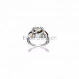 Two Tone Plated CZ Studded Heart Ring thumbnail-1