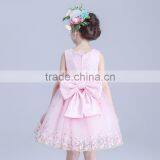 Sleeveless Flowers Girl Wedding Elegant Satin O-neck Kids Dress Waist Bow Flower Dresses thumbnail-2