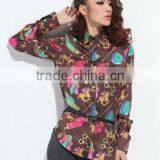 Latest Fashion Ladies Printed Chiffon Casual Long Shirts Designs thumbnail-1