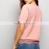 Latest Model China t Shirt Factory Blank Design Tshirt With Lace Trim Hem thumbnail-4